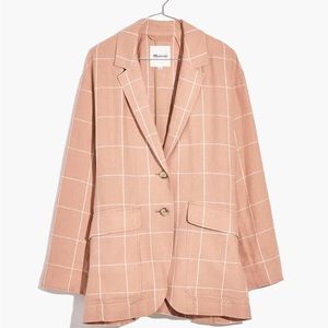NEW MADEWELL Breezewoven Larsen Blazer in Windowpane / MEDIUM / SANDSTONE NF482